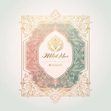 logo design, intricate gold foiling, pastel colours, name plate, heavy frame, white background, clipart