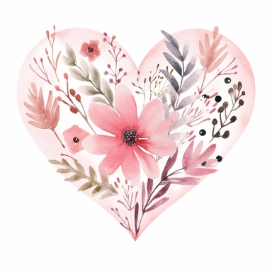 Heart Clip Art Boho Pink Heart Love Clipart Hand Painted