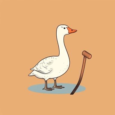 a minimalist graphic of a clip art goose holding a baseball bat