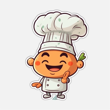 cute Cooking, happy and smiling, bold line, clipart, sticker, white background, no shadow, 8k detail