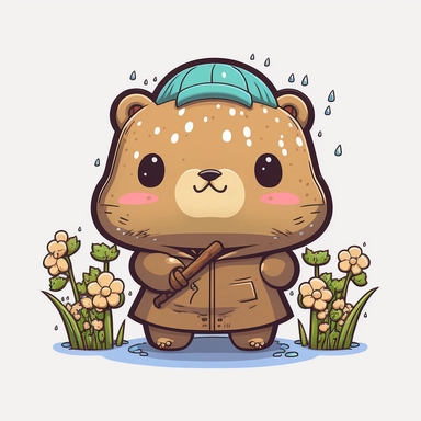 a cute kawaii chibi groundhog, cartoon style, illustration, clipart