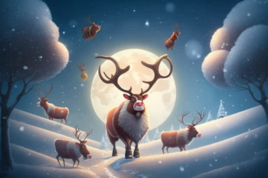 gift bag, merry christmas, full moon, no deer, clipart style