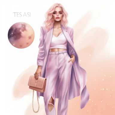 boss lady clipart fashion illustration celestial pastel pink purple orange gradient glam outfit full body