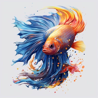 beta fish, creative shiny, super resolution, Pshycedelic PNG, Graffiti, Clipart, watercolor, realistic, 8k