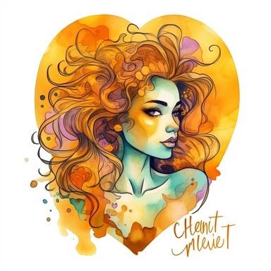 cartoons stiker planet heart cachalot pride watercolor pop art style clipart by Gustav Klimt golden woman , on a white background, detailed, realistic
