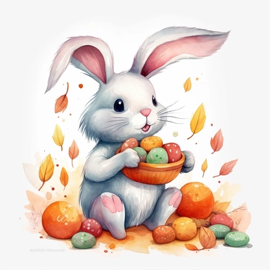 Whimsical wax crayons cute clip art trick or treating clipart rabbit halloween , single items, cute items, soft watercolor, no background. Clear simple shapes, cute, high quality, Procreate art, HD, 8k, detailed, watercolor style illustration, digital illustration, white background