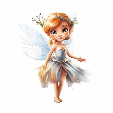 disney style little fairy priness clipart, watercolor clipart, png file, hyper realistic, transparent background,high detail, 8k