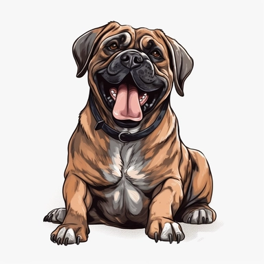 cute Mastiff Dog, happy and smiling, bold line, clipart, sticker, white background, no shadow, 8k detail