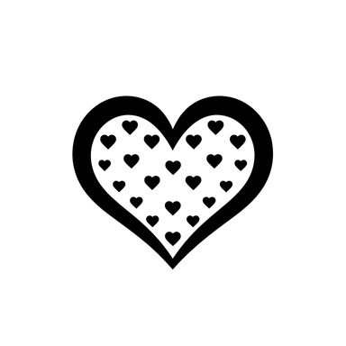 a black and white heart with hearts on it
