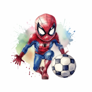 cute Spider-Man football watercolour white background Clipart