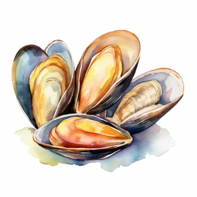 watercolored clipart Wellness Mussels