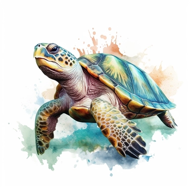 watercolour illustration free brushstrokes, beautiful and joyful, turtle, mark brooks, naturecore, animal clipart, isolated on a white background