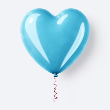 one heart light blue shape ballon some lines clipart