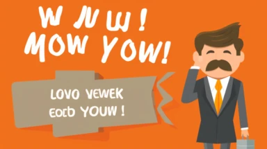 a farewell sign that says Good luck with your new job! We'll miss you! for a co-worker who is going to a new job, woman business partner, virtual video chat background, in the style of 90s corporate America clipart, orange and grey