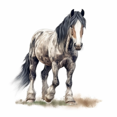 shire horse horse. foal in the style of digital airbrushing realistic yet stylized, digitally enhanced, clipart, 32k uhd, detailed crosshatching white background