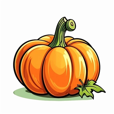 pumpkin clipart, vector, flat Color, on an isolated white background
