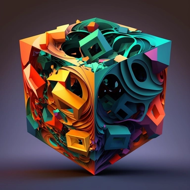 tesseract, abstract in style of clipart kids