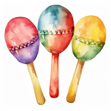 watercolor, single clipart maracas