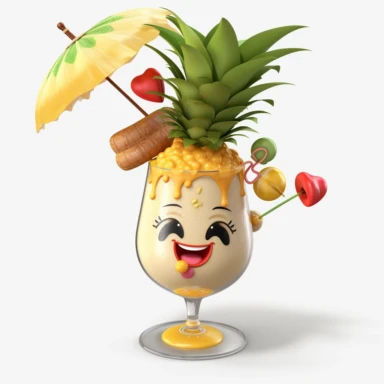 Pixar movie star pina colada drink, ultra detailed, clipart,