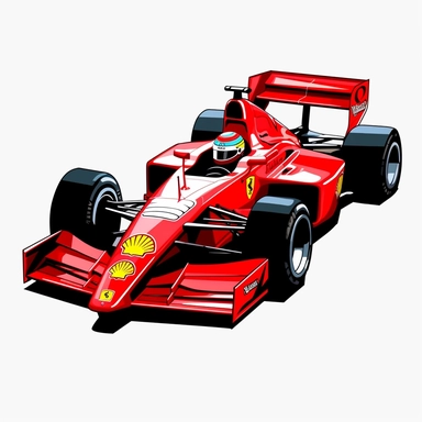 1989 ferrari F1 car clipart, white background