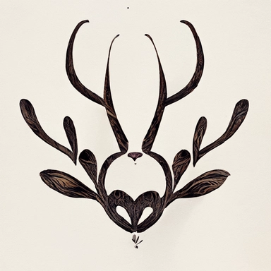 boho floral antlers, antlers and flowers, cute bunny clipart, line art, bohemian woodland, 3D, wide shot,