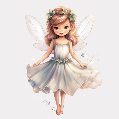disney style little fairy priness clipart, watercolor clipart, png file, hyper realistic, transparent background,high detail, 8k