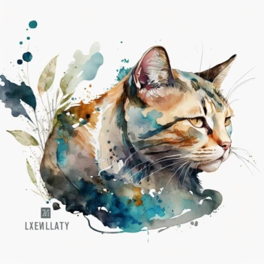 lazy cat clipart, watercolor single design, white background v5