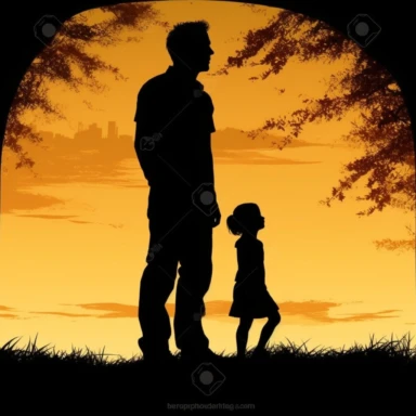 Dad and Child Silhouette, clipart,