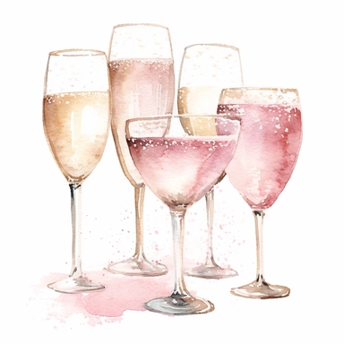 Watercolor Clipart Wedding decor clipart Watercolor clipart wedding glasses of champagne