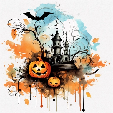 Graffiti, vintage, haloween, clipart, white background