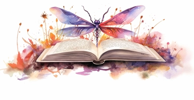 Adorable open watercolour book, cute dragon flies flying out, vivid colours, ornamental watercolor clipart, white background, I can’t believe how beautiful this is
