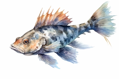 Watercolor, Catfish Fish, clipart, hd, on a white background, spaced out