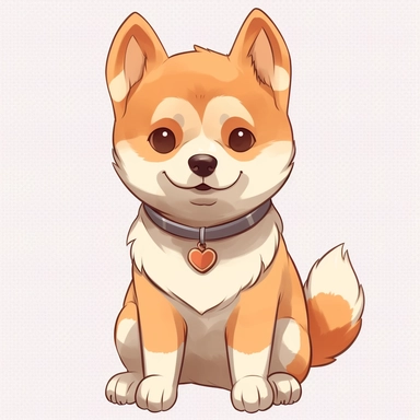 Animation Dogs, Animated Dogs Clipart, Animated Dogs SVG, Dogs PNG Sublime, Dogs sublime, Cute Animated Babyshower Clipart, Akita sitting, direct front view, isolated on white background, hd