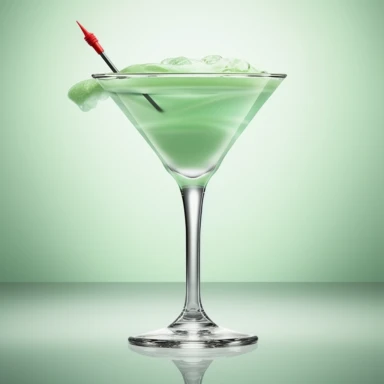 Classic grasshopper cocktail, no garnish, creamy mint green liquid in a martini glass, bold color, retro neon style, photorealistic, high-resolution photography, transparent background PNG clipart – ar 16:9