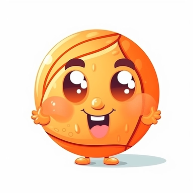 fantasy happy cute basketball player face, cartoon, clipart, mascot, isolated on white background