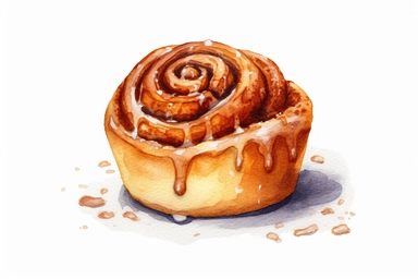 watercolor Cinnamon roll clipart, hd, white background, spaced out