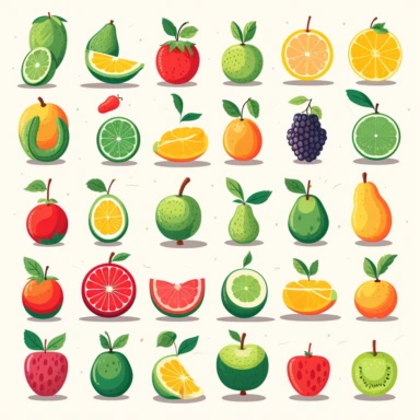 fruit icons and illustrations clipart