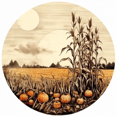 clipart of a harvest moon, white background, clipart, vintage style--q2--s1000