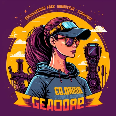 Game Developer, programmer, coding bootcamp, workshop, vr headset, gauges, virtual reality, poster, vector, 2d illustration, clipart, few colors