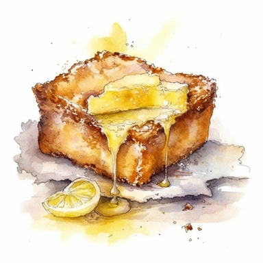 Gooey butter cake sharp illustration clipart, watercolor art, insane detail, white background