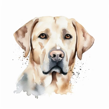 a Labrador Retriever dog, head shot, high quality, 4K, watercolor, clipart, white background