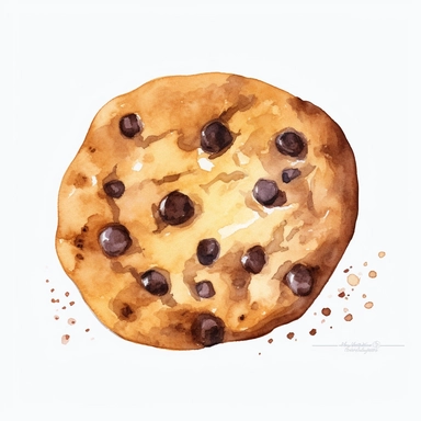 simplified clipart of a chocolate chip cookie, simple shapes, no watermark, no lines, no outlines, clipart, featured on dribble, cartoon, minimalist, computer vector graphic design clip art, watercolor illustration clipart, watercolour clipart, watercolor illlustration for kids and children, book illustration, print on demand image, PNG tranparent background
