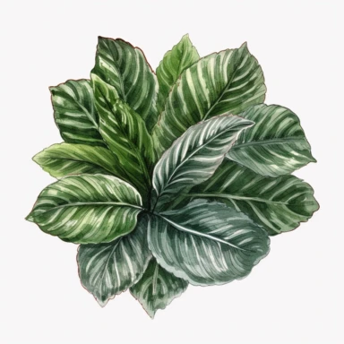calathea medallion leaf clipart illustration watercolor detailed white background 8k