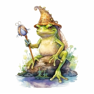 fantasy frog clip-art, watercolor