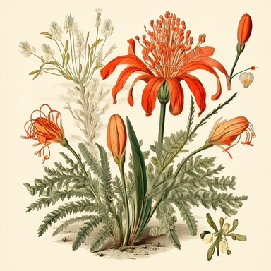 Clipart, vintage, watercolor, illustrations from book Flora Brasiliensis, by Carl Fiedrich von Martius illustration, sec XIX, hand drawn, texture
