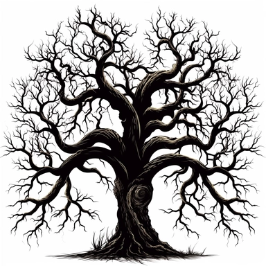 Spooky Tree Halloween Clipart on a white background
