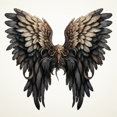 watercolor Clipart of black angel wings, white background, detailed, 8k, high resolution