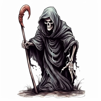 Grim Reaper Clipart, isolated on white background