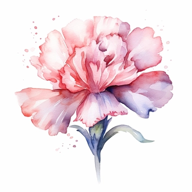 Carnation flower, water color style, clipart, white background