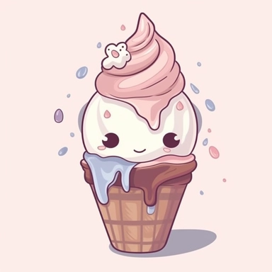 A cartoon illustration style clipart ice cream with white background — ar 3:2